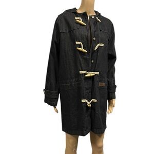 Denim Co Denim Removable Fleece Blanket Lined Toggle Button Pocket Coat Womens S